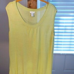 Chico's Size 3 100% Silk Green Tunic Top Sleeveless Stretch Knit Blouse